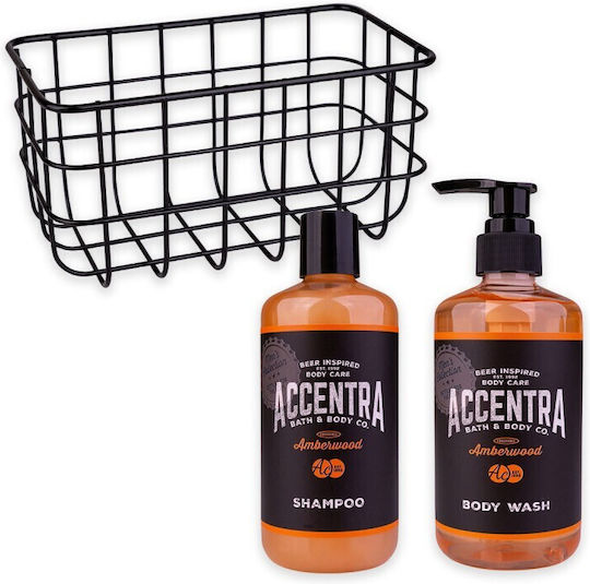 Men's Bath Set Basket 300ml Shower Gel & 300ml Shampoo Men's Collection Accentra