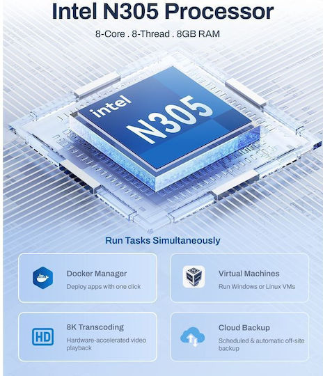 TerraMaster TERRAMASTER F4-425PRO (N305) Dateiserver / NAS Turm 30TB M.2/SSD und 2 Ethernet-Ports