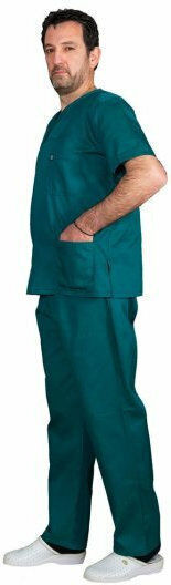 Alezi Unisex Medical Pants and Blouse Set Green Cotton and Polyester