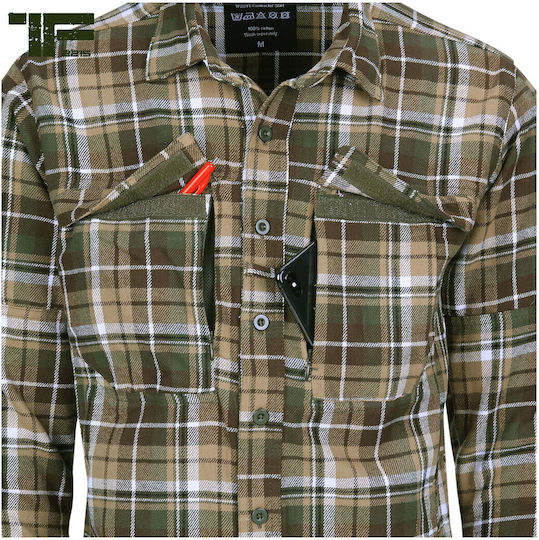 Cămașă Tf-2215 Contractor Flanelată Din Bumbac Maro Verde