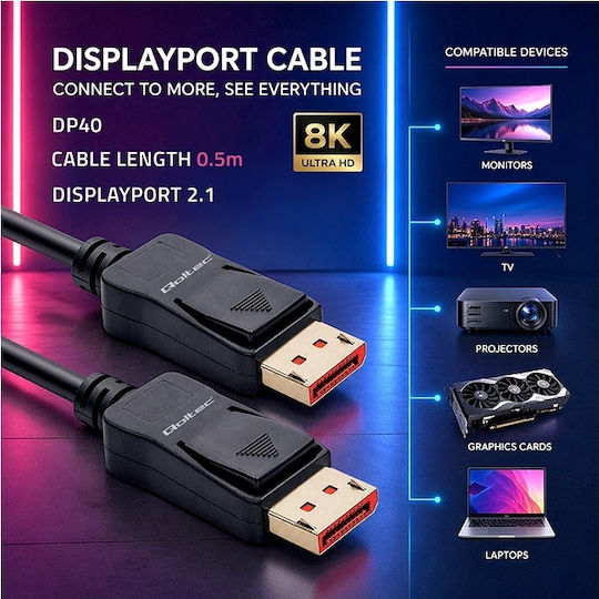 Qoltec Qoltec DisplayPort-Kabel männlich - 0,5 m Graue