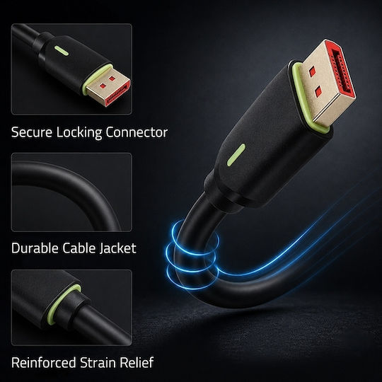 Qoltec DisplayPort male Cable - 1.5m Grey