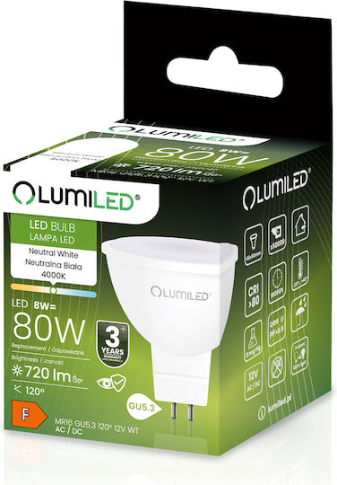 Lumiled LED Bulb 8W For GU5.3 Socket And MR16 Shape Natural White 720lm