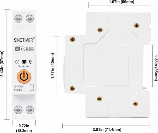 Sinotimer Διακόπτης Ράγας WiFi 63A