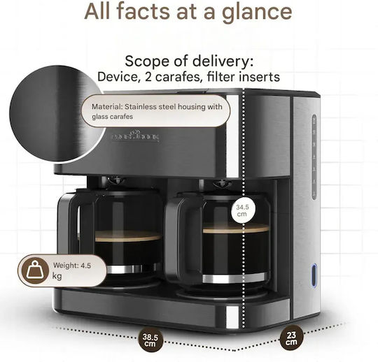 Profi Cook Mașină de cafea cu filtru profesională 1000W cu capacitatea de 3.6lt