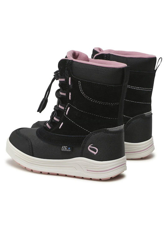 Jaren Kinderstiefel Schnee mit Schnürsenkeln Schwarz / Rosa