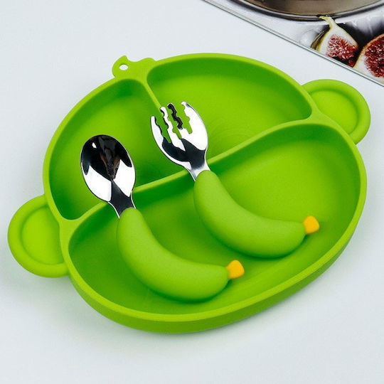 Set De Hrană Din Silicon Cu Bază Antiderapantă Galben 3 Piese Pentru 6+ Luni