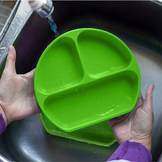 Set De Hrană Din Silicon Cu Bază Antiderapantă Verde 4 Piese