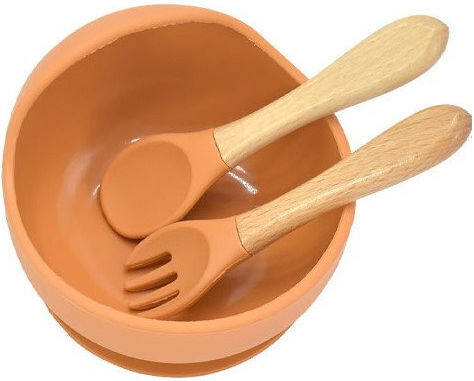 Set De Hrană Din Silicon Cu Bază Antiderapantă Portocalie 5 Piese Pentru 6+ Luni
