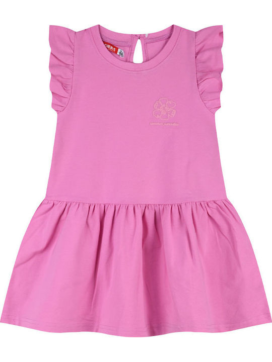 Kinderkleid Ärmellos Set aus Zubehör Fuchsie