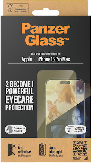 PanzerGlass Ultra-wide Fit Full Face Tempered Glass (iPhone 15 Pro Max)