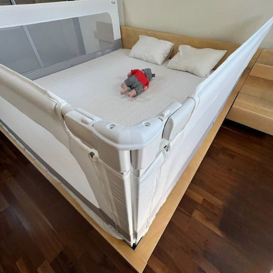 Bară De Protecție Pentru Pat Din Metal Alb 200x200x88cm 3 Bucăți