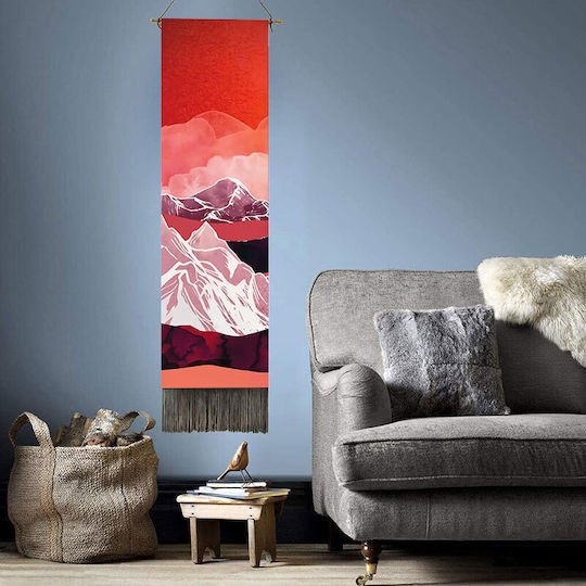 FRIPIA Hanging Sunset Wall Decor Red Wooden 130x35cm