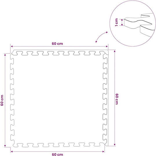 vidaXL Podele Puzzle de Gimnastică Maro 60x60x1cm 24buc