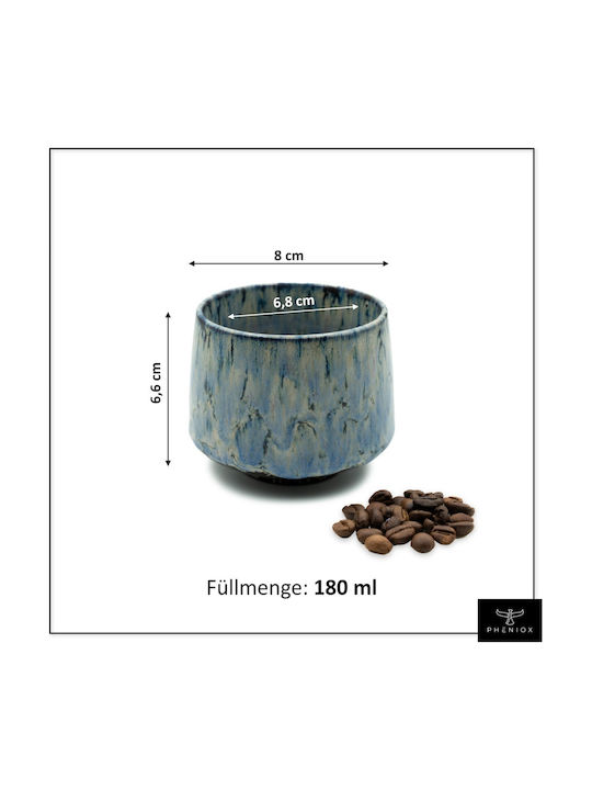 Set Cesti Cappuccino Ceramice Albastre 180ml 4 Bucăți