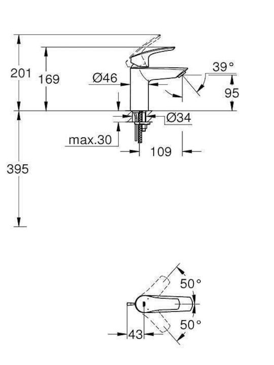 Grohe Eurosmart Миксер Батерия за Умивалник Черна