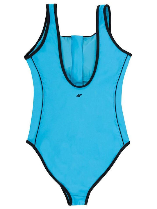 Costum De Baie Întreg Albastru Deschis Cu Fermoar