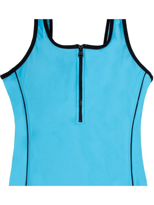 Costum De Baie Întreg Albastru Deschis Cu Fermoar