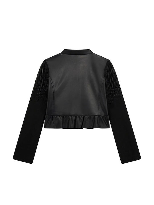 Kids' Leather Jacket Short Black
