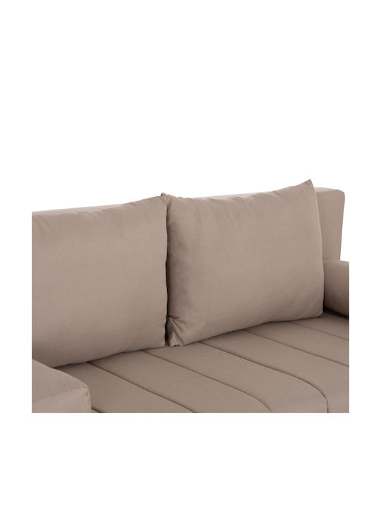 Kend Three-Seater Sofa Bed with Storage Space Light Beige 188x85x82 cm