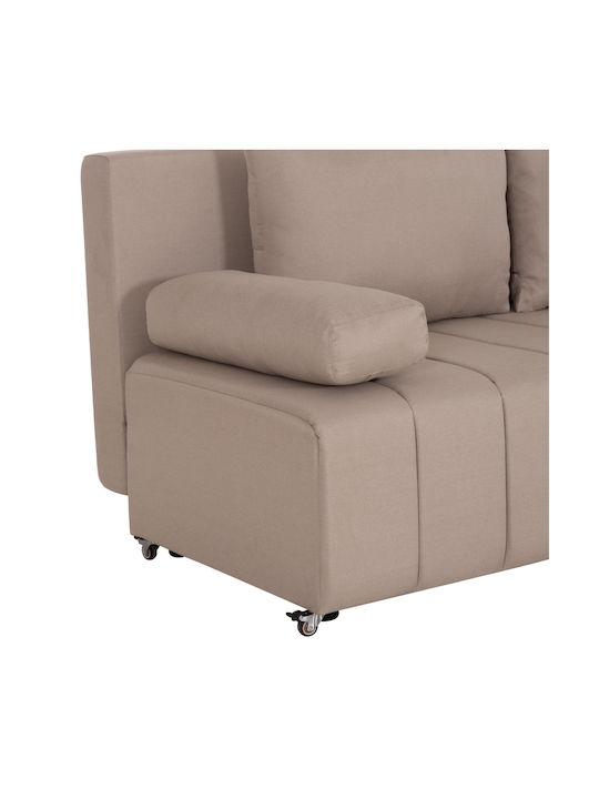 Kend Three-Seater Sofa Bed with Storage Space Light Beige 188x85x82 cm