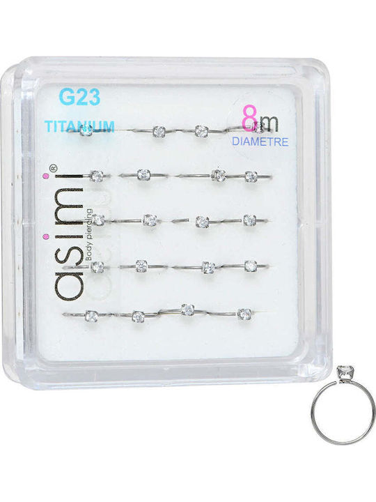 Asimi Body Piercing Обеца Обръч за Нос от Стомана 8 x 0.6mm Сребрист