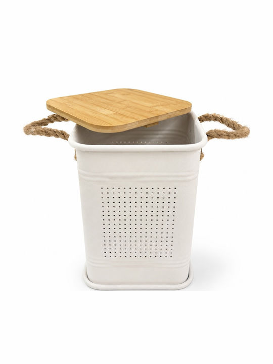 Metallische Aufbewahrungsbox mit Deckel Beige 24x24x34,5cm