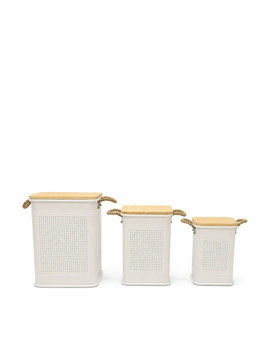 Metallische Aufbewahrungsbox mit Deckel Beige 34x34x47cm