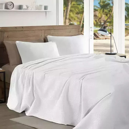 Cotton Linen Хотелска Завивка Двойна Pique Бяла 240x260см 4 Бройки