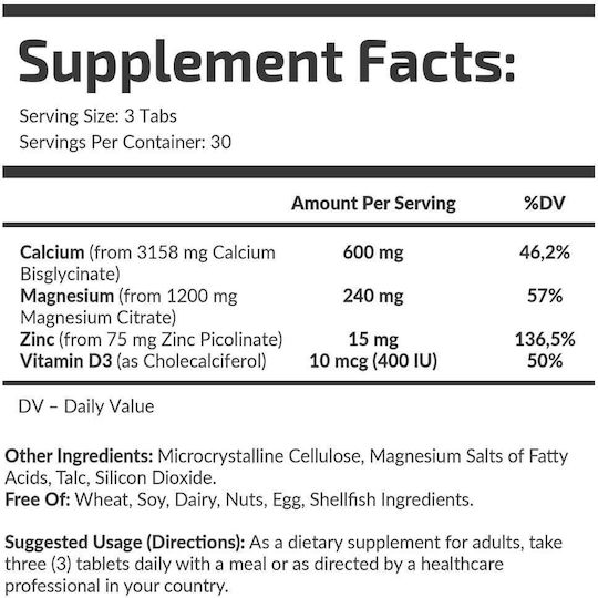 Fuel Up Calciu Magneziu Zinc Chelat + D3 90 comprimate