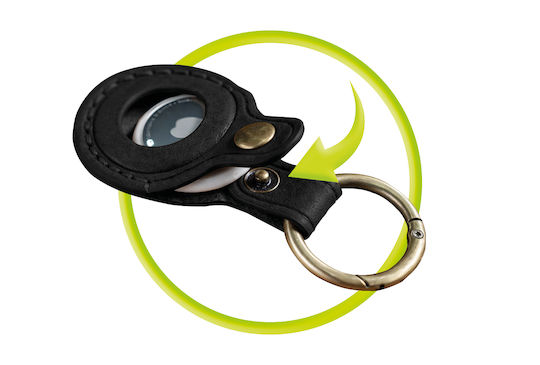 Mobile Origin Leder Schlüsselbund-Etui für AirTag in Schwarz