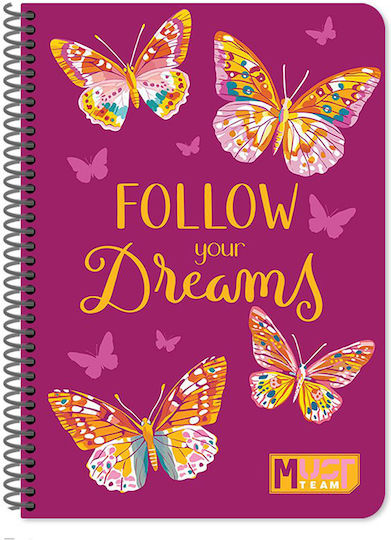 Must Team Spiral School Notebook Ruled B5 30 Paper Sheets 2 Subjects (Various Designs)