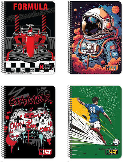 Must Team Spiral Notebook Ruled B5 30 Paper Sheets 2 Subjects Various Designs