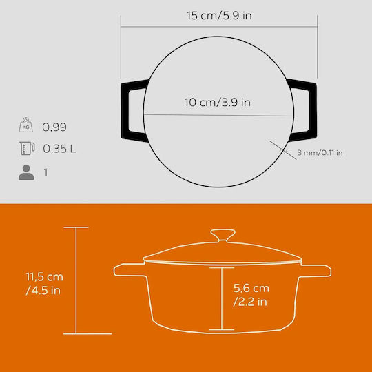 Lava Folk Round Cast Iron Dutch Oven 0.35lt
