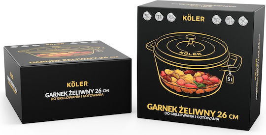 Koler Round Cast Iron Dutch Oven 26cm 5lt