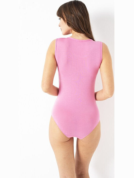 Velvet Touch Damen-Bodysuit Micromondal Ärmellos Rosa 1118r
