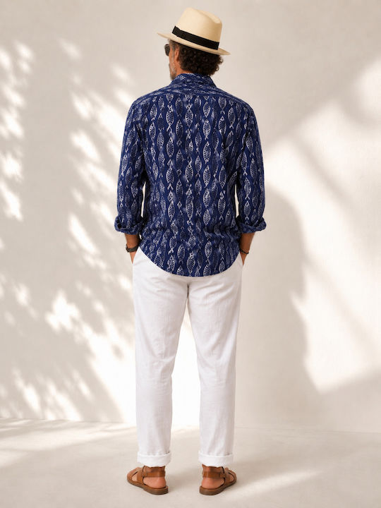 Long Sleeve Cotton Shirt In Regular Fit Blue
