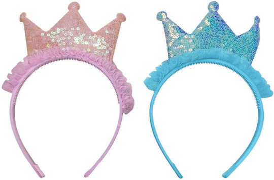 Karnevalsaccessoires Stirnband Hellblaue mit Pailletten