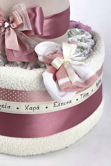 Dama Koupa Χειροποίητο Diaper Cake από Ξύλο για Κορίτσι