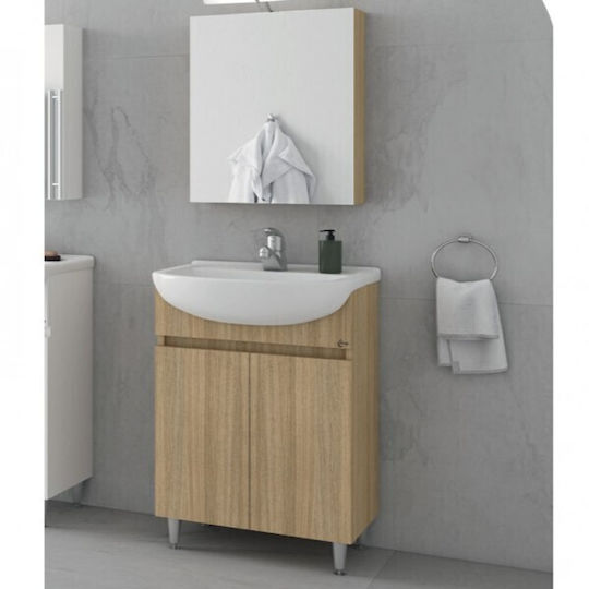 Drop Drop Alfa 50 Bathroom Vanity Unit With Sink & Mirror Melamine Beige