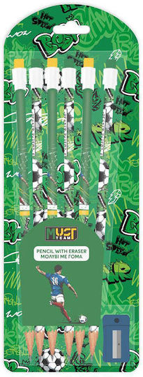 Set Pencils Eraser Sharpener Football 7 Pieces