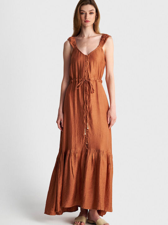 Summer Maxi Shirt Dress Orange