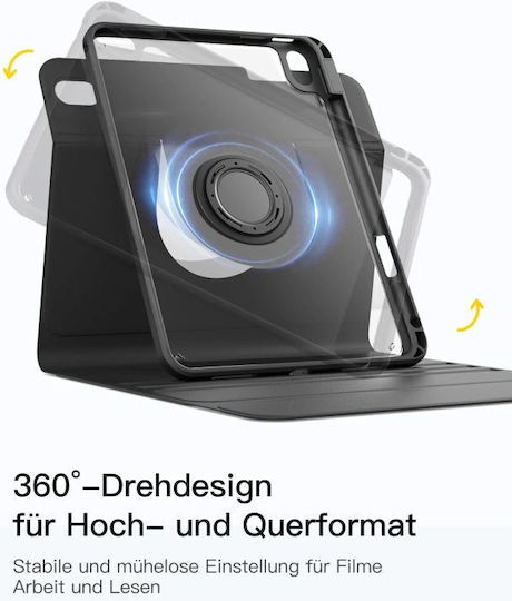 Inateck N0029 Black 360° Bluetooth Keyboard Case iPad 11 Inch A16 2025 iPad 10.9 Inch 10th Generation 2022