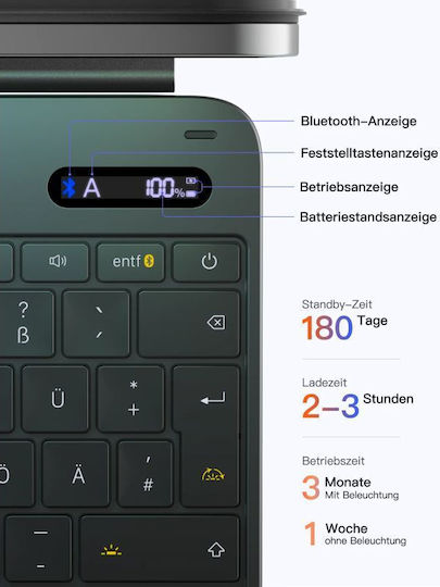 Inateck Tablet Hülle Ipad 13'' Qwertz Schwarz Kb903-13p_black