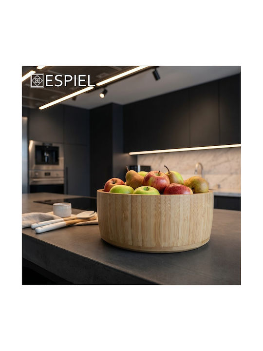 Espiel Round Brown Bamboo Serving Bowl with Diameter 19.8cm