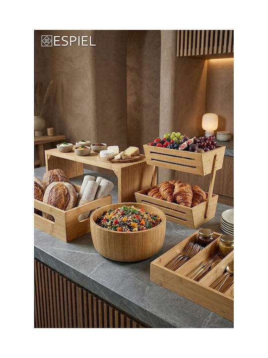 Espiel Round Brown Bamboo Serving Bowl with Diameter 19.8cm