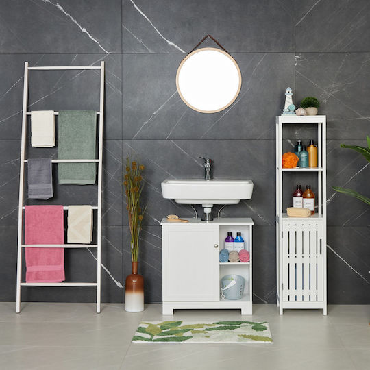 Relaxdays Dulap Coloană pentru Baie de Pardoseală M30xA30xÎ129cm Albă