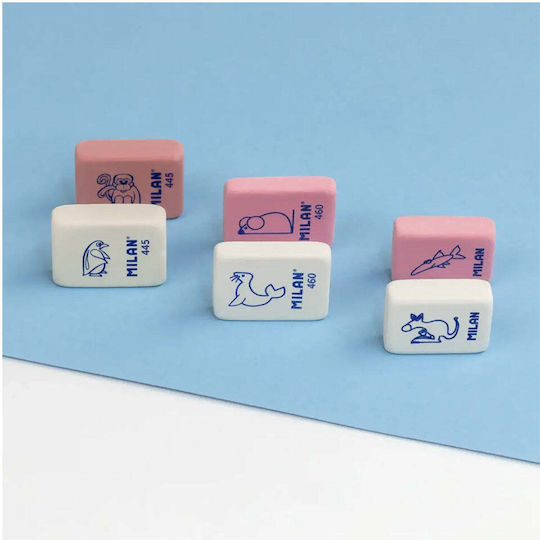 Milan White Square Eraser Animals 2 Colours 1 Piece