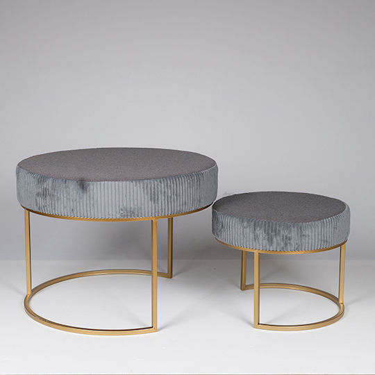 Set de Taburete Gri pentru Sufragerie 2 Bucăți