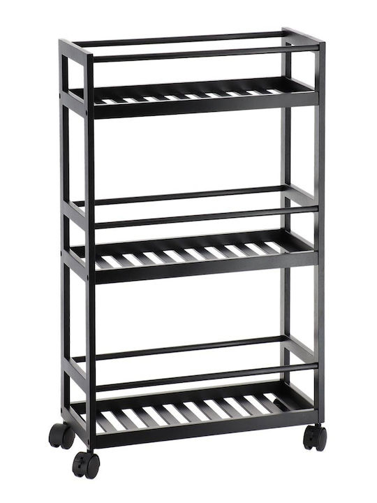 Eurocasa Montat pe perete Raft Baie Bambus 75x44.5x20cm Neagră